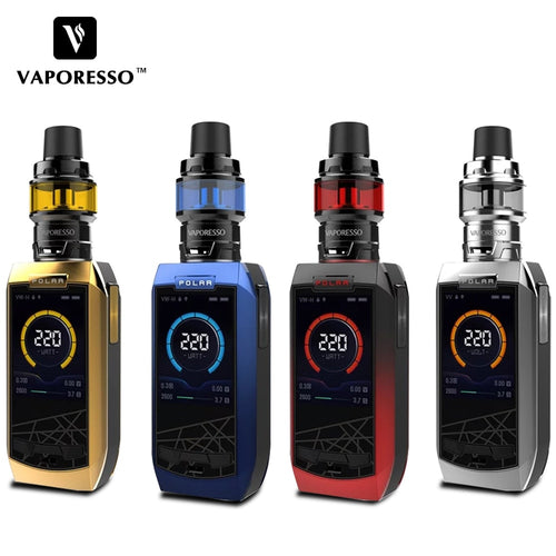 Original Electronic Cigarette Vaporesso Polar 220W Vape Kit Use 6.5ml & 2ml Cascade Baby SE Tank GT Meshed and GT Coil E-Cig Kit