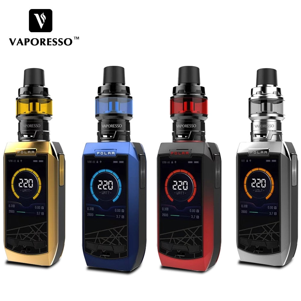 Original Electronic Cigarette Vaporesso Polar 220W Vape Kit Use 6.5ml & 2ml Cascade Baby SE Tank GT Meshed and GT Coil E-Cig Kit